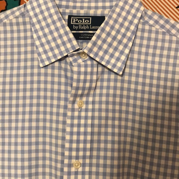 Blue and white check button up Polo - Picture 2 of 6